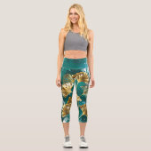 Zweigstelle mit goldenen Blätter Ginko Biloba Capri Leggings (Vorderseite)