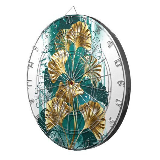 Zweigstelle mit goldenen Blätter Ginko Biloba Dartscheibe (Vorderseite rechts)