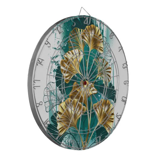 Zweigstelle mit goldenen Blätter Ginko Biloba Dartscheibe (Vorderseite Links)