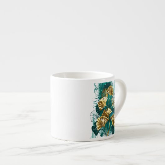 Zweigstelle mit goldenen Blätter Ginko Biloba Espressotasse (Vorderseite Rechts)