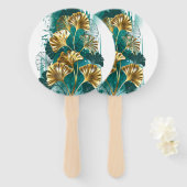 Zweigstelle mit goldenen Blätter Ginko Biloba Fächer (Vorne und Hinten)