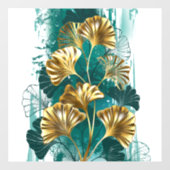 Zweigstelle mit goldenen Blätter Ginko Biloba Fensteraufkleber (Blatt)