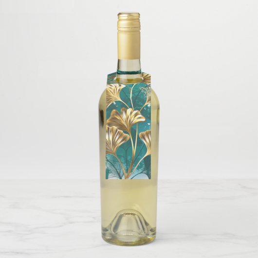 Zweigstelle mit goldenen Blätter Ginko Biloba Flaschenanhänger (Auf Flasche)