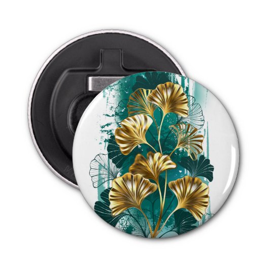 Zweigstelle mit goldenen Blätter Ginko Biloba Flaschenöffner (Vorderseite)