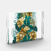 Zweigstelle mit goldenen Blätter Ginko Biloba Fotoblock (Links)