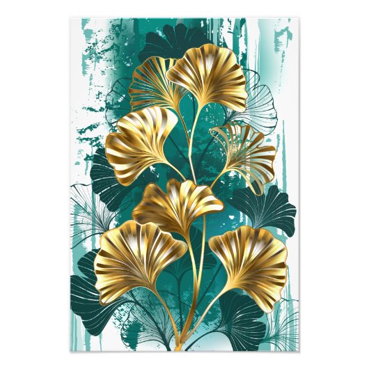 Zweigstelle mit goldenen Blätter Ginko Biloba Fotodruck (Vorne)