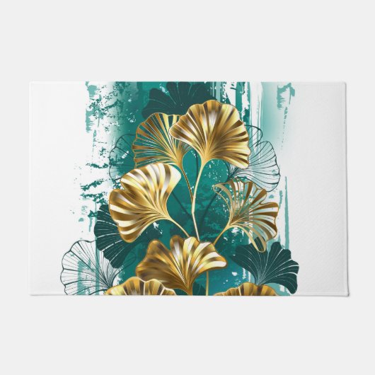 Zweigstelle mit goldenen Blätter Ginko Biloba Fußmatte (Vorderseite)