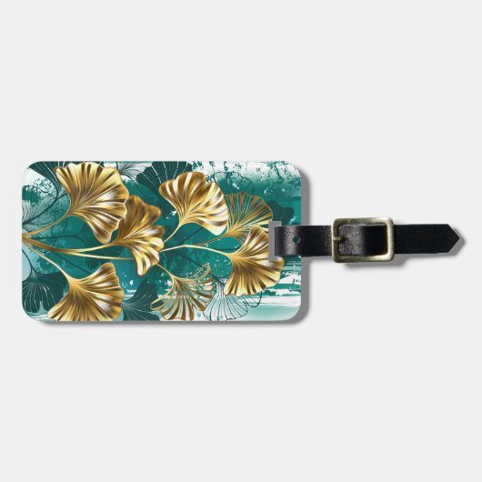 Zweigstelle mit goldenen Blätter Ginko Biloba Gepäckanhänger (Vorderseite horizontal)