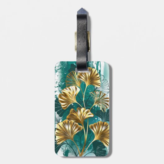 Zweigstelle mit goldenen Blätter Ginko Biloba Gepäckanhänger (Rückseite vertikal)