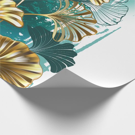 Zweigstelle mit goldenen Blätter Ginko Biloba Geschenkpapier (Ecke)