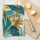 Zweigstelle mit goldenen Blätter Ginko Biloba Geschirrtuch (Viertel Falte)