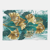 Zweigstelle mit goldenen Blätter Ginko Biloba Geschirrtuch (Horizontal)