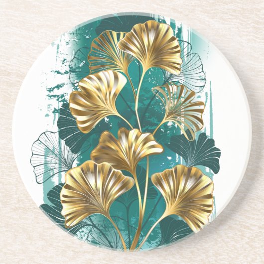 Zweigstelle mit goldenen Blätter Ginko Biloba Getränkeuntersetzer (Vorne)