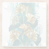 Zweigstelle mit goldenen Blätter Ginko Biloba Glasuntersetzer (Rückseite)