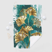 Zweigstelle mit goldenen Blätter Ginko Biloba Golfhandtuch (Insitu)