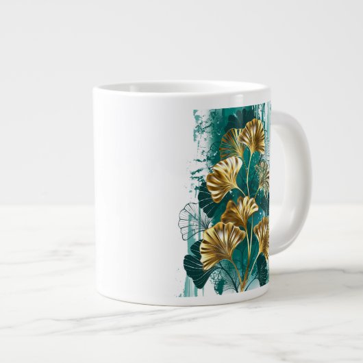 Zweigstelle mit goldenen Blätter Ginko Biloba Jumbo-Tasse (Vorderseite Rechts)