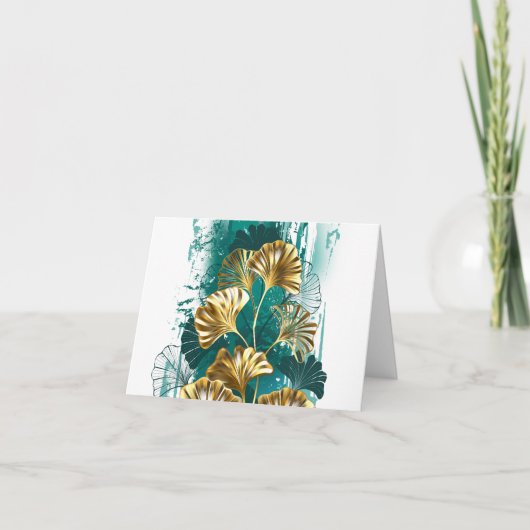 Zweigstelle mit goldenen Blätter Ginko Biloba Karte (Vorderseite)