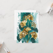 Zweigstelle mit goldenen Blätter Ginko Biloba Karte (Vorderseite/Rückseite Beispiel)