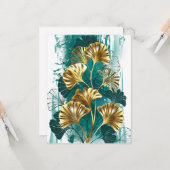 Zweigstelle mit goldenen Blätter Ginko Biloba Karte (Vorderseite/Rückseite Beispiel)