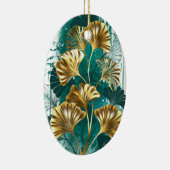 Zweigstelle mit goldenen Blätter Ginko Biloba Keramik Ornament (Rechts)