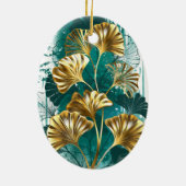 Zweigstelle mit goldenen Blätter Ginko Biloba Keramik Ornament (Hinten)