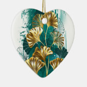 Zweigstelle mit goldenen Blätter Ginko Biloba Keramik Ornament (Rechts)