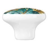 Zweigstelle mit goldenen Blätter Ginko Biloba Keramikknauf (Seitenansicht)