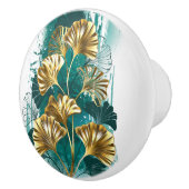 Zweigstelle mit goldenen Blätter Ginko Biloba Keramikknauf (Rechts)