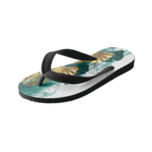 Zweigstelle mit goldenen Blätter Ginko Biloba Kinderbadesandalen (Schrägansicht)