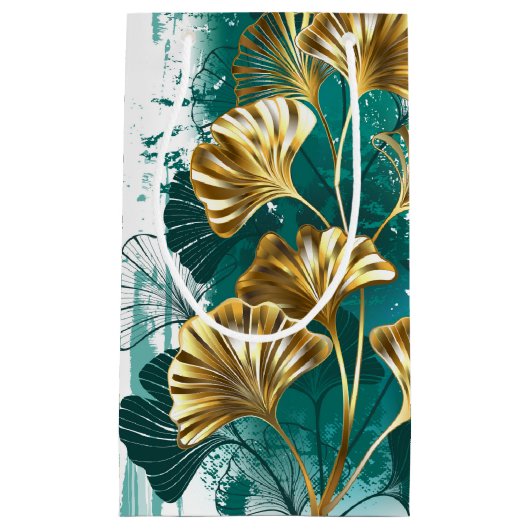 Zweigstelle mit goldenen Blätter Ginko Biloba Kleine Geschenktüte (Vorderseite)