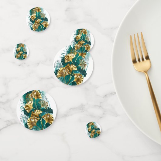 Zweigstelle mit goldenen Blätter Ginko Biloba Konfetti (Gruppe)