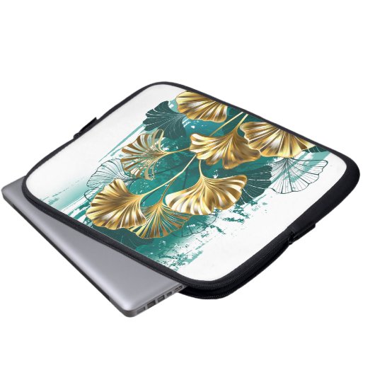 Zweigstelle mit goldenen Blätter Ginko Biloba Laptopschutzhülle (Vorne Knopf)