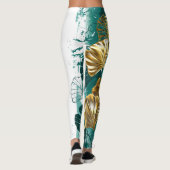Zweigstelle mit goldenen Blätter Ginko Biloba Leggings (Rückseite)