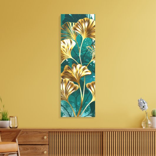 Zweigstelle mit goldenen Blätter Ginko Biloba Leinwanddruck (Insitu (Wohnzimmer))