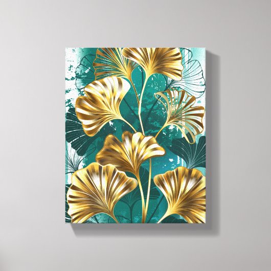 Zweigstelle mit goldenen Blätter Ginko Biloba Leinwanddruck (Vorderseite)