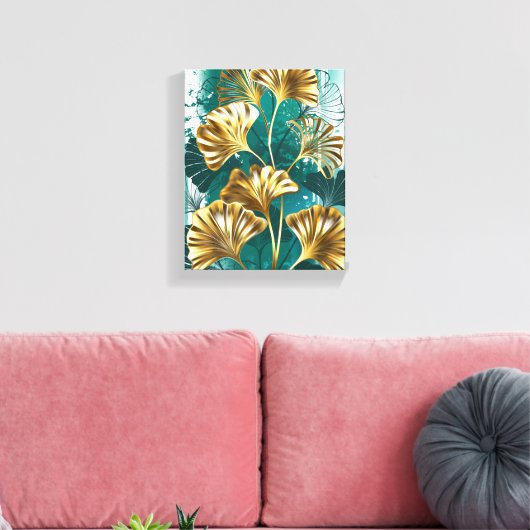 Zweigstelle mit goldenen Blätter Ginko Biloba Leinwanddruck (Insitu (Wohnzimmer))