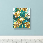 Zweigstelle mit goldenen Blätter Ginko Biloba Leinwanddruck (Insitu (Holzboden))