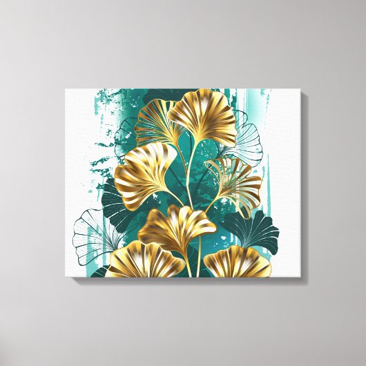 Zweigstelle mit goldenen Blätter Ginko Biloba Leinwanddruck (Vorderseite)