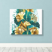 Zweigstelle mit goldenen Blätter Ginko Biloba Leinwanddruck (Insitu (Holzboden))