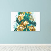 Zweigstelle mit goldenen Blätter Ginko Biloba Leinwanddruck (Insitu (Holzboden))