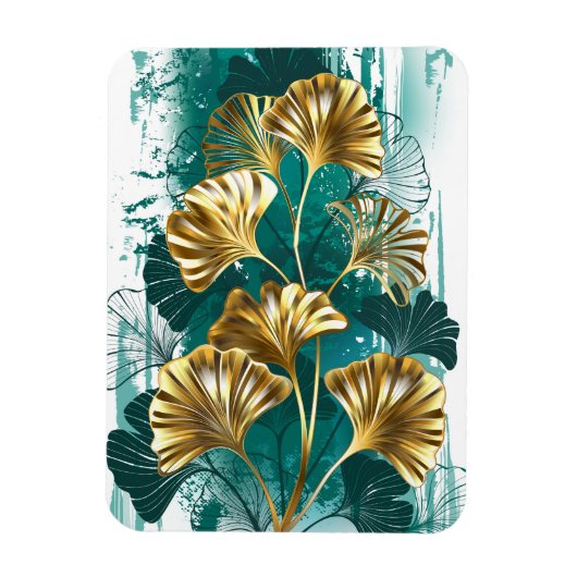 Zweigstelle mit goldenen Blätter Ginko Biloba Magnet (Vertikal)