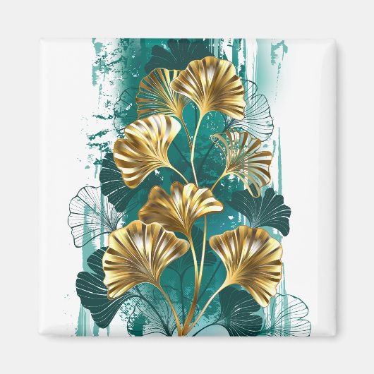 Zweigstelle mit goldenen Blätter Ginko Biloba Magnet (Vorne)