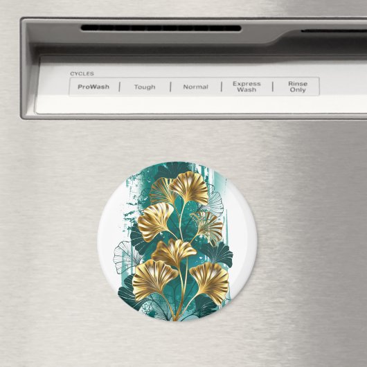 Zweigstelle mit goldenen Blätter Ginko Biloba Magnet (In Situ (Geschirrspüler))