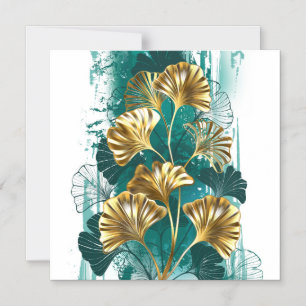 Zweigstelle mit goldenen Blätter Ginko Biloba Magneteinladung