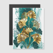 Zweigstelle mit goldenen Blätter Ginko Biloba Magneteinladung (Vorne/Hinten)