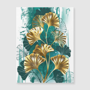 Zweigstelle mit goldenen Blätter Ginko Biloba Magneteinladung