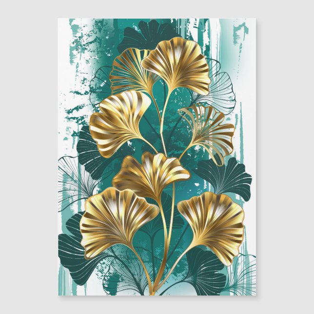 Zweigstelle mit goldenen Blätter Ginko Biloba Magnetkarte (Vorderseite)