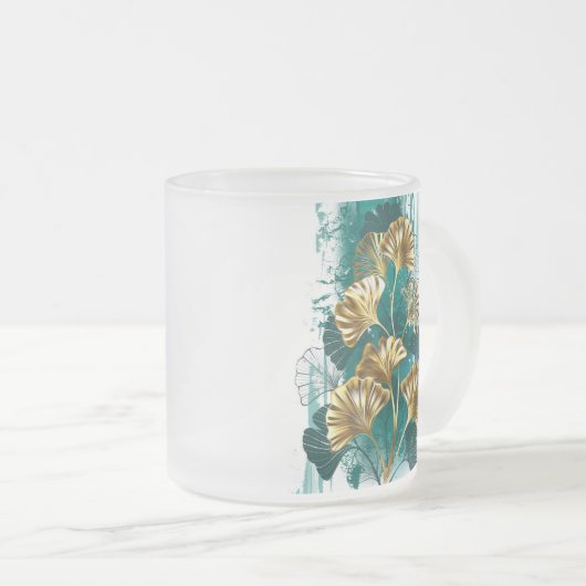 Zweigstelle mit goldenen Blätter Ginko Biloba Mattglastasse (VorderseiteRechts)