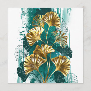 Zweigstelle mit goldenen Blätter Ginko Biloba Menükarte