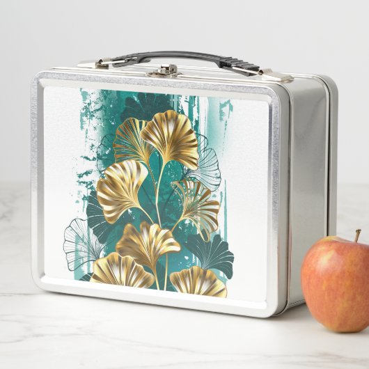 Zweigstelle mit goldenen Blätter Ginko Biloba Metall Brotdose (Beispiel)